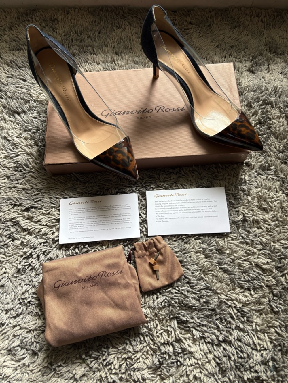 Gianvito Rossi Plexi 70 Denim & Patent Tortoiseshell Heels Pumps